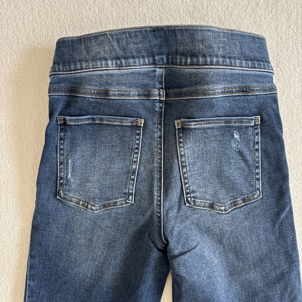 Spanx Pull On Jeans Legging Womens XS Distressed Skinny Raw Edge Hem Slimming
